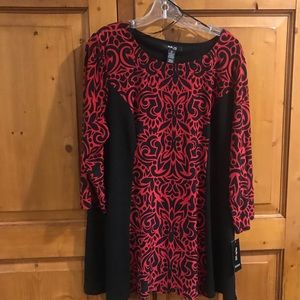 Black/red 3/4 sleeve NWT top 1X Style&Co